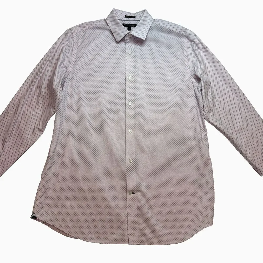 BANANA REPUBLIC Men Large Pink Button Down Long Sleeve Cotton Dress Shirt